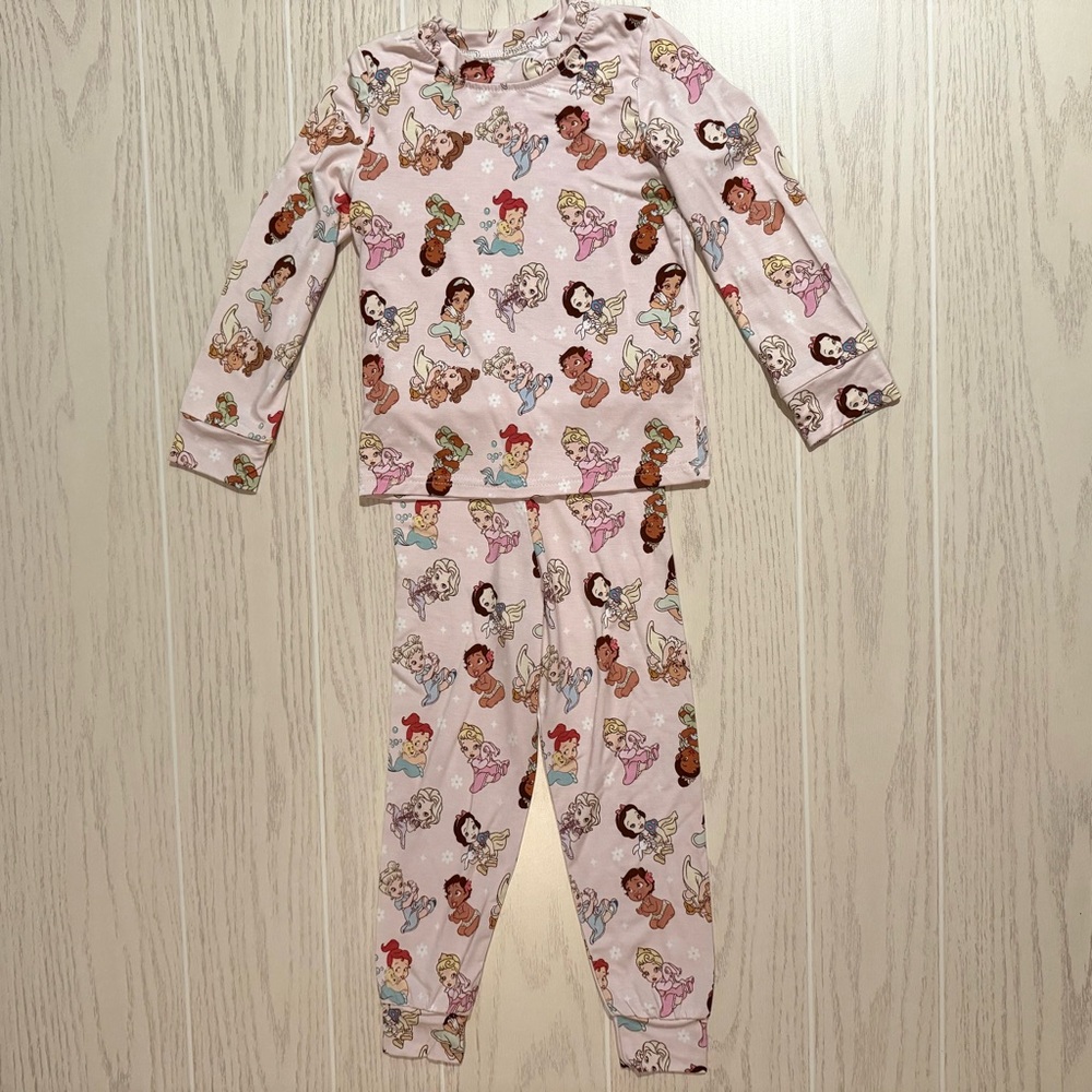 Disney Princess Bamboo Pajama Set Girls Size 4T Pink‎ 2PC Girls NWOT